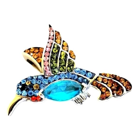 Pendant by Off Park Style FAUX GEMSTONE Hummingbird  SILVERTONE  Bale - Picture 6 of 7